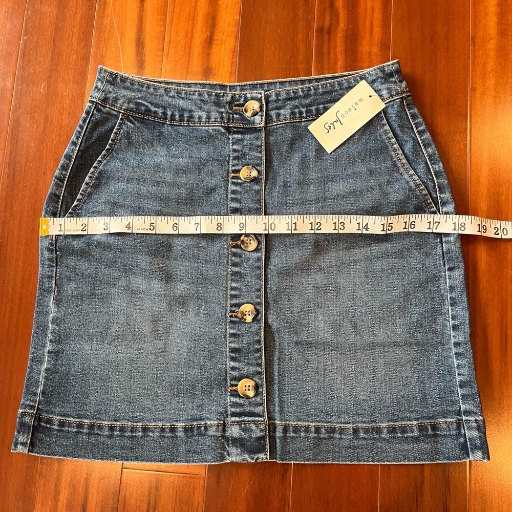 New NWT Maison Jules Denim Skirt Merci Wash Jean Mini Button-Front Pockets Sz 2 - Picture 8 of 8